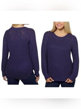 Calvin Klein Jeans XL Textured Purple Cable Knit Crewneck Sweater